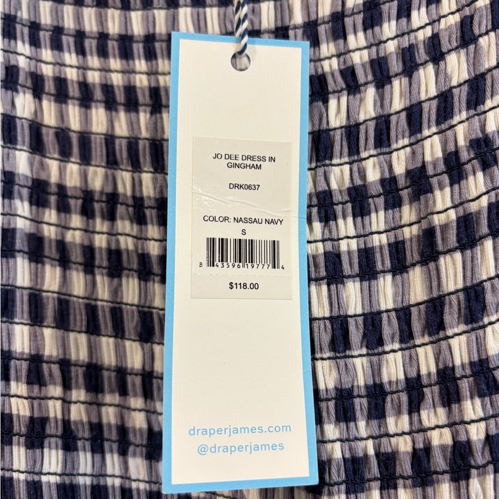 Draper James Blue and White Gingham Smocked Dress - Picture 5 of 5